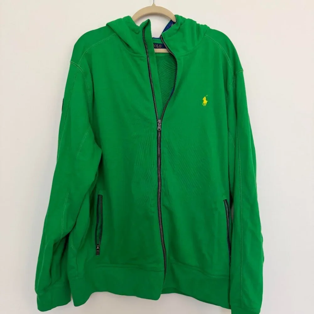 Polo Ralph Lauren Pony Full Zip Hooded Jacket Streetwear Preppy Green - XXL
